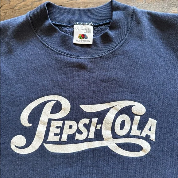 RARE Vintage Fruit of the Loom Pepsi cola  Blue Crewneck Sweater - Picture 3 of 4
